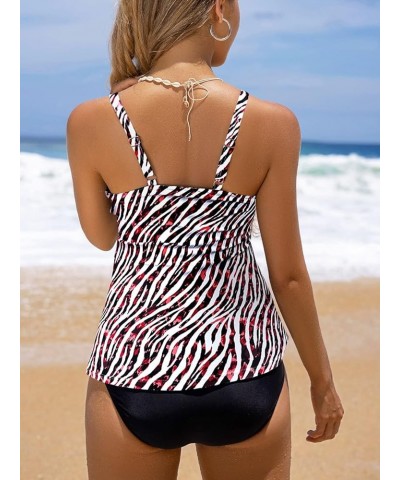 Tankini Swimsuits for Women Two Piece High Waisted Bathing Suit Plus Size Tummy Control Swimsuit Sexy Swimwear Zebra Print $1...