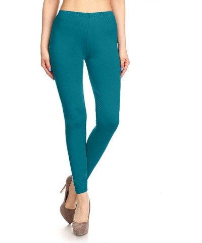 Women's High Waist Leggings Soft 1” Waistband Solid Leggings Pants - Regular, Plus, 1X3X, 3X5X Full Length Teal $10.61 Leggings