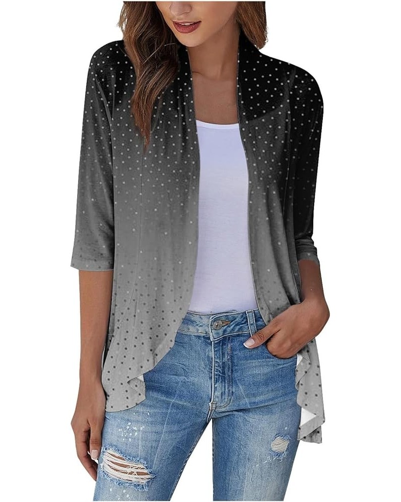 Cardigan Sweaters for Women Lightweight 3/4 Sleeve Coat Loose Jacket Printed Outwear Casual Open Front Kimono 1-gray $8.54 Ot...