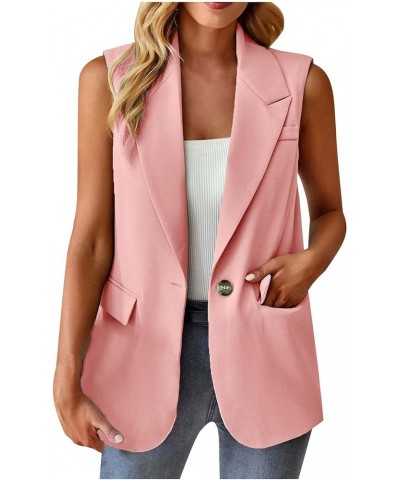 Casual Blazers for Women Lightweight Office Work Suit Summer Sleeveless Blazer Vest Solid Color Elegant Ladies Blazer 01pink ...