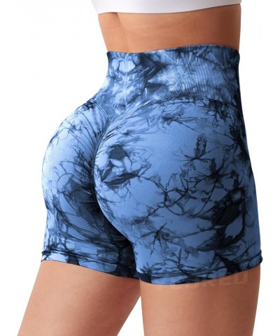 Women High Waist Workout Yoga Gym Smile Contour Seamless Cycling Shorts… 2 Tie Dye Dark Blue $11.28 Activewear