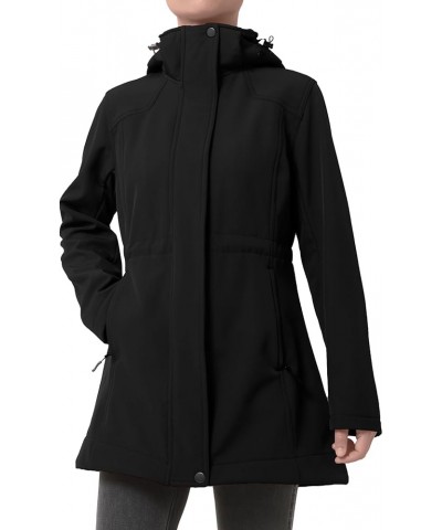 Women's Long Softshell Jackets with Hood Fleece Lined Jacket Windbreaker Black $31.67 Jackets