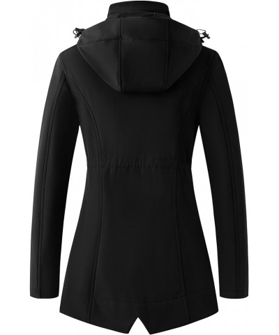 Women's Long Softshell Jackets with Hood Fleece Lined Jacket Windbreaker Black $31.67 Jackets