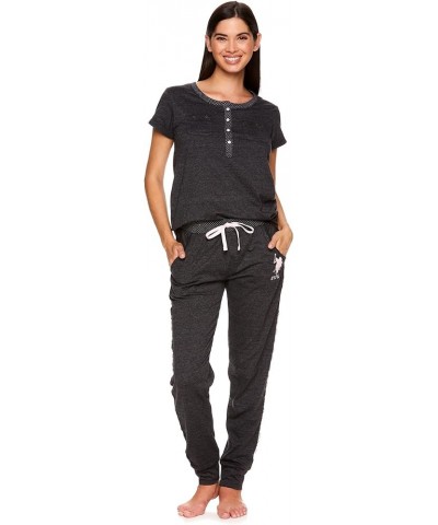 Womens Pajama Set with Pockets - Short Sleeve Shirt and Pajama Pants Pj Set Dark Charcoal Heather1 $13.54 Sleep & Lounge