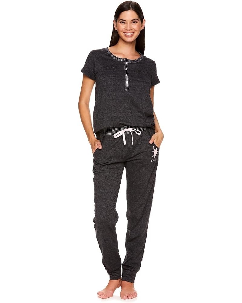 Womens Pajama Set with Pockets - Short Sleeve Shirt and Pajama Pants Pj Set Dark Charcoal Heather1 $13.54 Sleep & Lounge