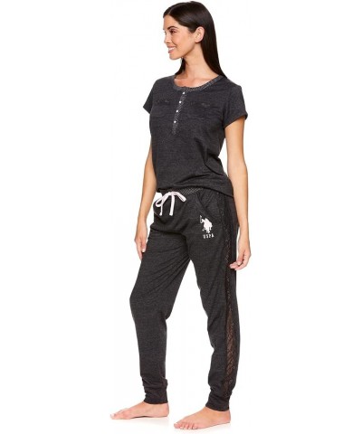 Womens Pajama Set with Pockets - Short Sleeve Shirt and Pajama Pants Pj Set Dark Charcoal Heather1 $13.54 Sleep & Lounge