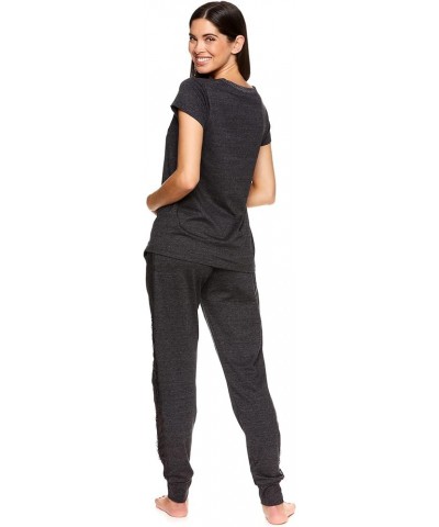 Womens Pajama Set with Pockets - Short Sleeve Shirt and Pajama Pants Pj Set Dark Charcoal Heather1 $13.54 Sleep & Lounge