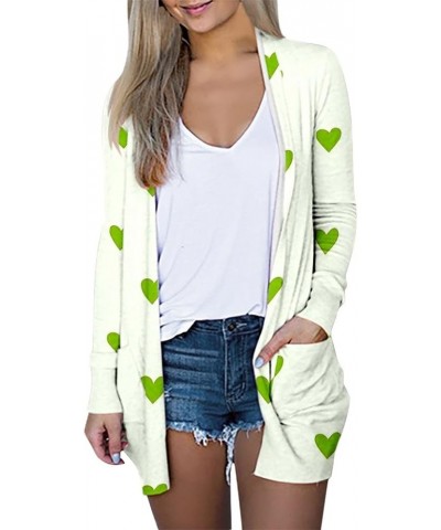 Womens Cardigan Lightweight ST Patricks Day Long Sleeve Open Front Cardigan Irish Shamrock Graphic Cute Green Cardigan 01-min...