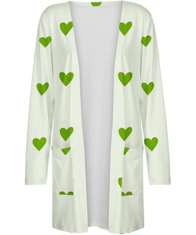 Womens Cardigan Lightweight ST Patricks Day Long Sleeve Open Front Cardigan Irish Shamrock Graphic Cute Green Cardigan 01-min...