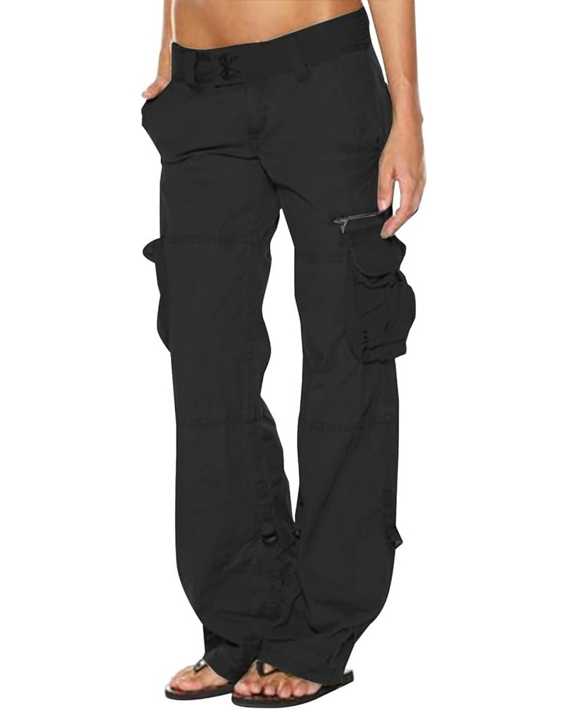 Womens Cargo Pants with Pockets Baggy Low Waist Zipper Straight Y2k Pants Plus Size Baggy Jogger Loose Sweatpants Trousers A0...