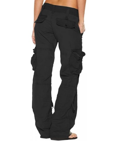 Womens Cargo Pants with Pockets Baggy Low Waist Zipper Straight Y2k Pants Plus Size Baggy Jogger Loose Sweatpants Trousers A0...