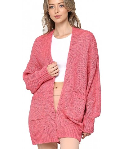 Womens Long Sleeve Open Front Chunky Knit Batwing Warm and Comfy Cardigan Loose Baggy Sweater with Pocket Wsk2380_pink $18.42...