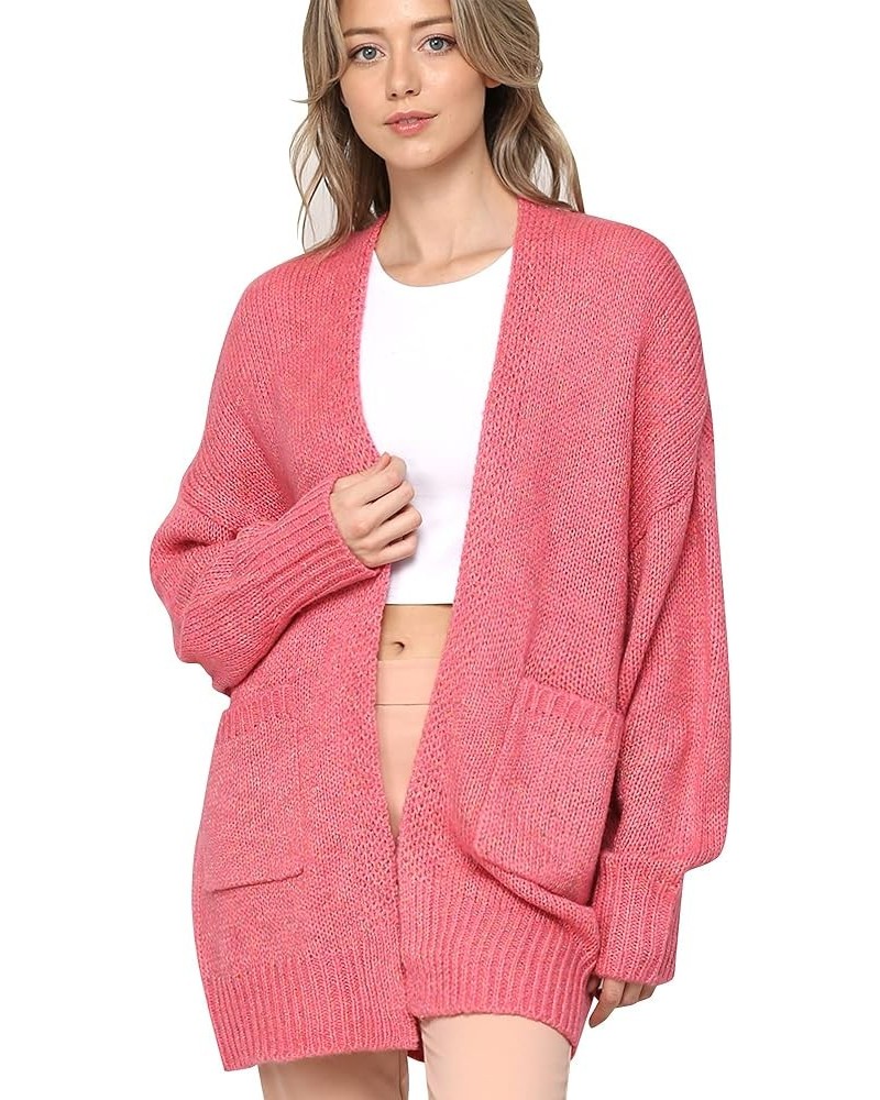 Womens Long Sleeve Open Front Chunky Knit Batwing Warm and Comfy Cardigan Loose Baggy Sweater with Pocket Wsk2380_pink $18.42...