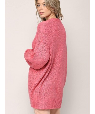 Womens Long Sleeve Open Front Chunky Knit Batwing Warm and Comfy Cardigan Loose Baggy Sweater with Pocket Wsk2380_pink $18.42...