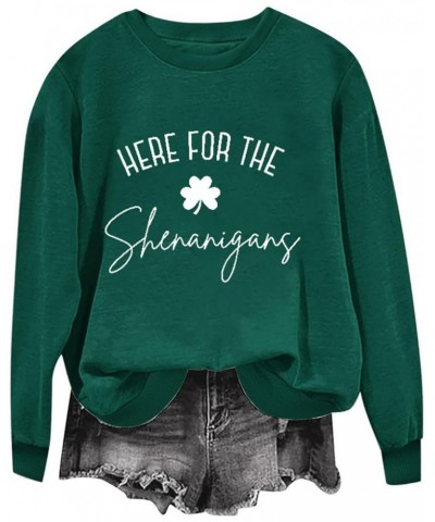 St Patricks Day Shirt Women Lucky Shamorck Graphic Irish Sweatshirt Funny Green Clover Print Long Sleeve Crewneck Tops B-gree...