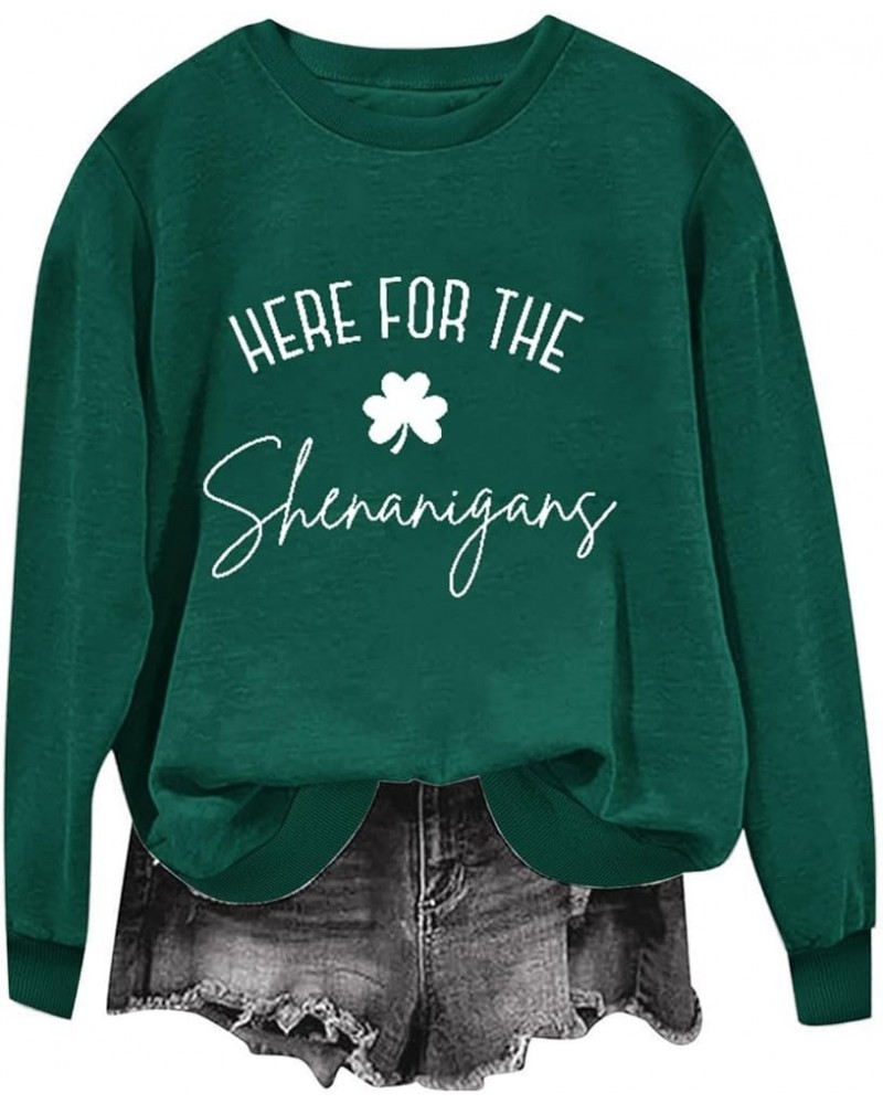 St Patricks Day Shirt Women Lucky Shamorck Graphic Irish Sweatshirt Funny Green Clover Print Long Sleeve Crewneck Tops B-gree...