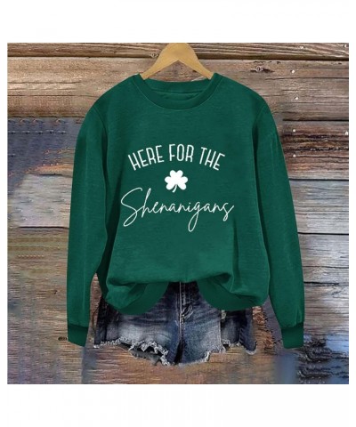 St Patricks Day Shirt Women Lucky Shamorck Graphic Irish Sweatshirt Funny Green Clover Print Long Sleeve Crewneck Tops B-gree...