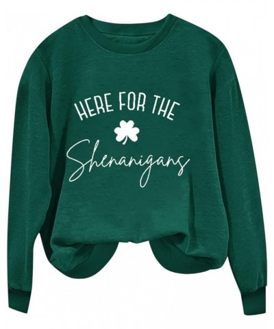 St Patricks Day Shirt Women Lucky Shamorck Graphic Irish Sweatshirt Funny Green Clover Print Long Sleeve Crewneck Tops B-gree...