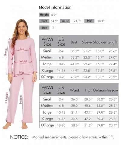 Viscose from Bamboo Pajamas Set for Women Soft Long Sleeve Pj Sleepwear Knit Jammies Pants Lounge Sets Loungewear S-XXL A-bla...