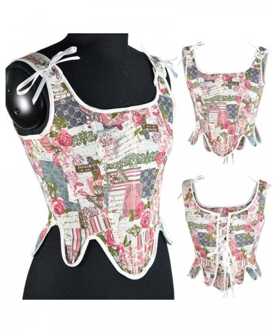 Flower Corset Tops for Women Vintrage Floral Embroidered Tank Top Bustier Vest with Straps Fashion 2023 Y2k Shirts Z3-pink $4...