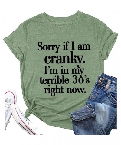 Sorry If I Am Cranky I'm in My Terrible 30's Funny T Shirts, Women Blouse with Letter Saying Printed Causal Short Sleeve Tops...