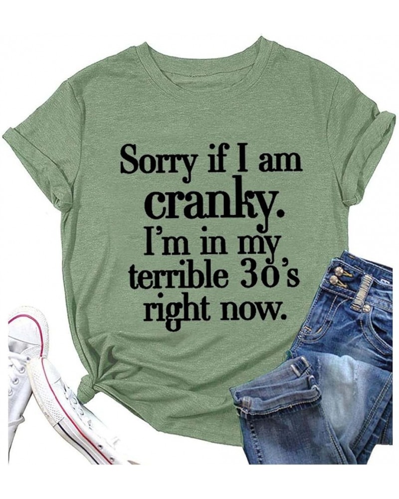 Sorry If I Am Cranky I'm in My Terrible 30's Funny T Shirts, Women Blouse with Letter Saying Printed Causal Short Sleeve Tops...