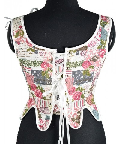 Flower Corset Tops for Women Vintrage Floral Embroidered Tank Top Bustier Vest with Straps Fashion 2023 Y2k Shirts Z3-pink $4...