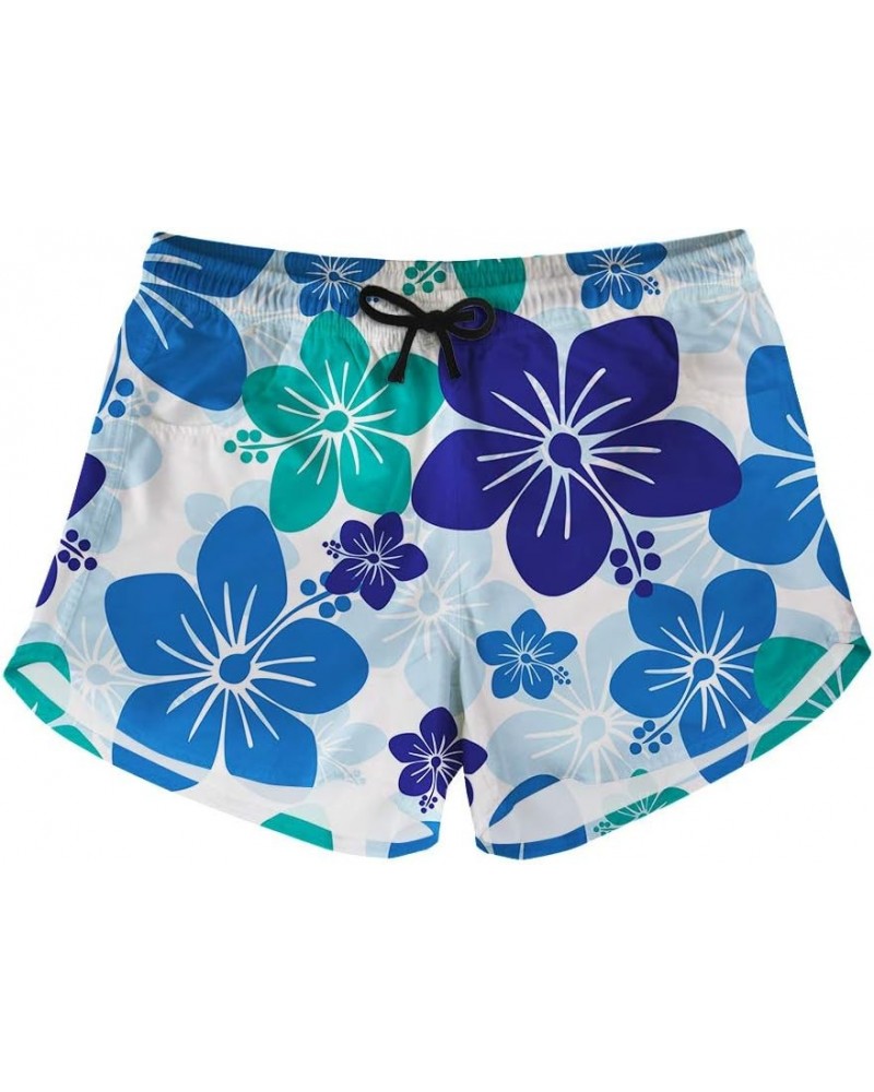 Womens Beach Shorts Quick Dry Beachwear Yoga Summer Drawstring Waisted Sport Running Breechcloth Size XS-XXL Blue Flowers $12...