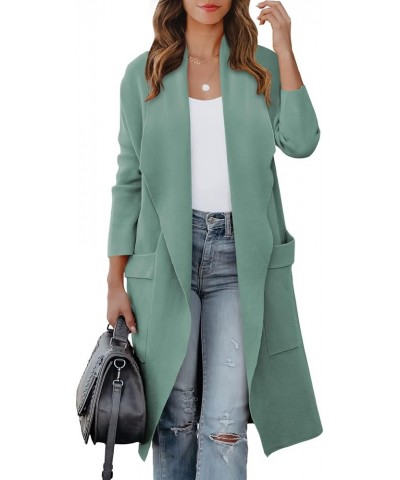 Women's Cardigan 2023 Long Sleeve Draped Open Front Casual Knit Oversized Long Jacket Sweater Coat with Pockets Gray Green $2...