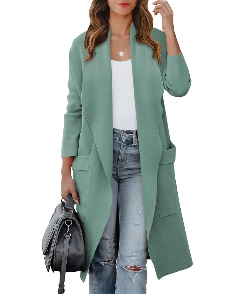 Women's Cardigan 2023 Long Sleeve Draped Open Front Casual Knit Oversized Long Jacket Sweater Coat with Pockets Gray Green $2...