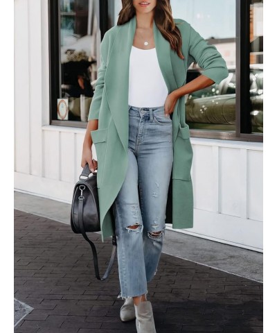 Women's Cardigan 2023 Long Sleeve Draped Open Front Casual Knit Oversized Long Jacket Sweater Coat with Pockets Gray Green $2...