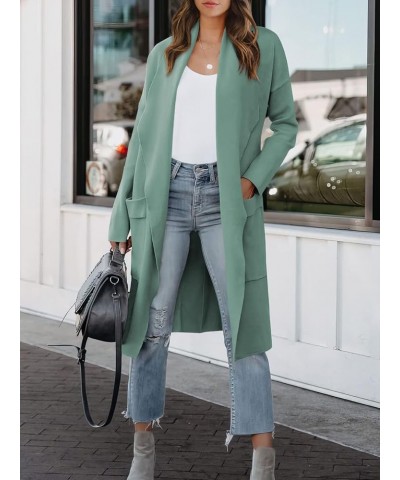 Women's Cardigan 2023 Long Sleeve Draped Open Front Casual Knit Oversized Long Jacket Sweater Coat with Pockets Gray Green $2...