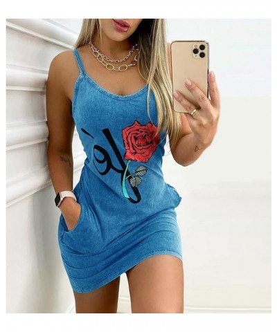 Sexy Mini Dress Women Summer Floral Print Sleeveless Dress Casual Party Club Bag Hip Skirt Skinny Dress Women,STM057-PINK,L X...